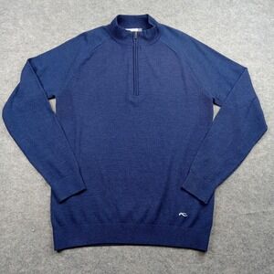 KJUS‎ Sweater Mens Large Navy Blue FreeLite Kulm Half Zip Merino Cashmere Silk